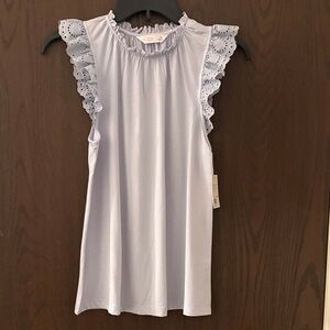 NWT LC Lauren Conrad Light Purple Sleeveless Ruffled Shirt